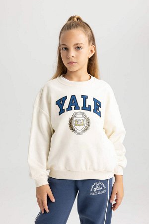 Толстовка свободного кроя с круглым вырезом для девочек Yale University