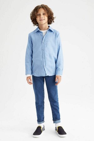 Джинсовая рубашка с длинными рукавами для мальчика