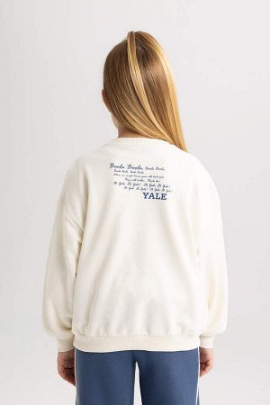 Толстовка свободного кроя с круглым вырезом для девочек Yale University