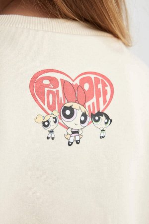 Мягкий толстый толстый свитшот PowerPuff для девочек с круглым вырезом и нечетким рисунком для девочек