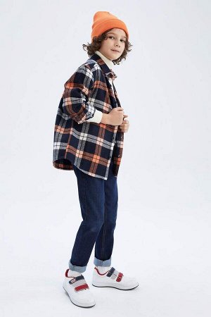 DEFACTO Фланелевая рубашка оверсайз с длинным рукавом для мальчика