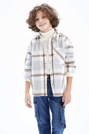 Фланелевая рубашка оверсайз с длинными рукавами для мальчика