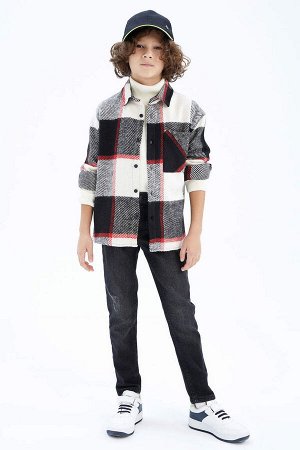 DEFACTO Фланелевая рубашка оверсайз с длинными рукавами для мальчика