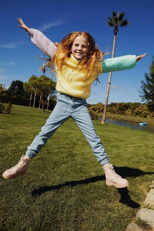 Джинсовые брюки-джоггеры для девочек из экологически чистого материала