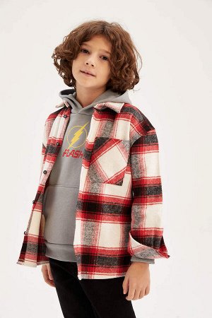 DEFACTO Фланелевая рубашка оверсайз с длинным рукавом для мальчика