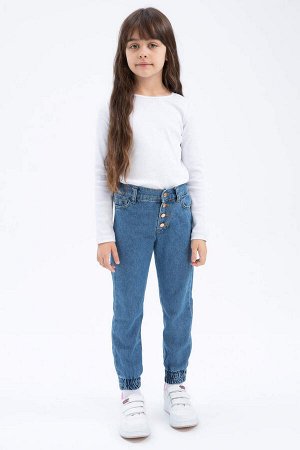 Джинсовые брюки Jogger для девочек с эластичной окантовкой