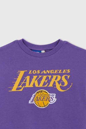 DEFACTO Мягкий пушистый свитшот с круглым вырезом для девочек NBA Los Angeles Lakers