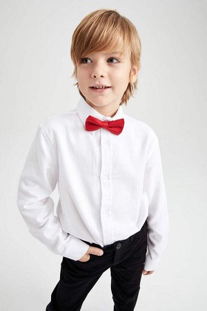 Белая рубашка с длинным рукавом для мальчика, комплект из 2 красных галстуков-бабочек