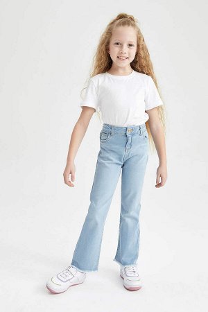 Расклешенные широкие джинсовые брюки для девочек