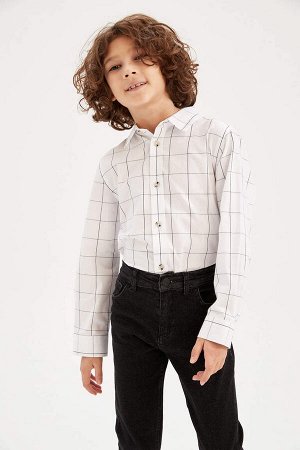 Рубашка из поплина с длинными рукавами стандартного кроя для мальчика