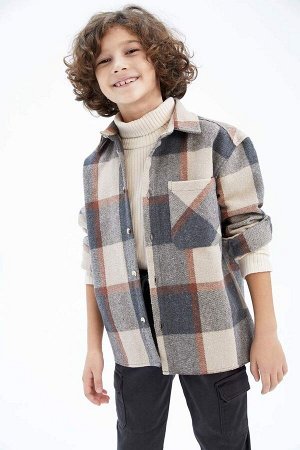 DEFACTO Фланелевая рубашка оверсайз с длинными рукавами для мальчика