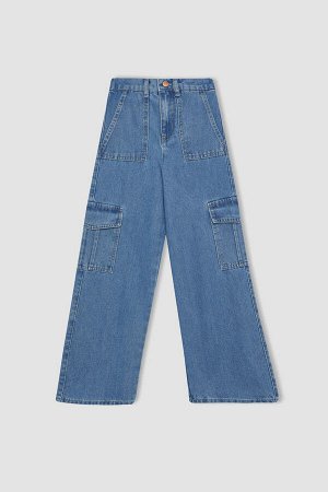 Широкие джинсовые брюки карго для девочек