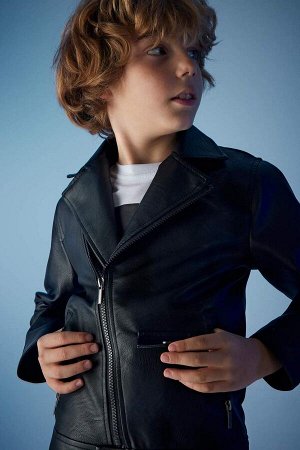 Водоотталкивающая куртка-пальто из искусственной кожи для мальчиков