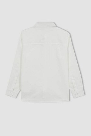 DEFACTO Белая оксфордская школьная рубашка с длинным рукавом для мальчика