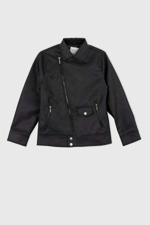 Водоотталкивающая куртка-пальто из искусственной кожи для мальчиков