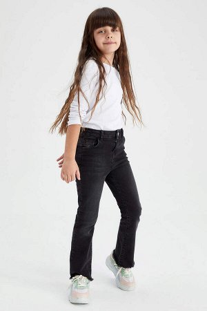 Расклешенные джинсовые брюки для девочек