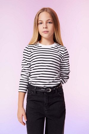 Приталенная футболка с длинными рукавами для девочек