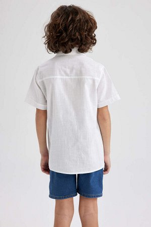 Рубашка с коротким рукавом в льняном стиле для мальчика