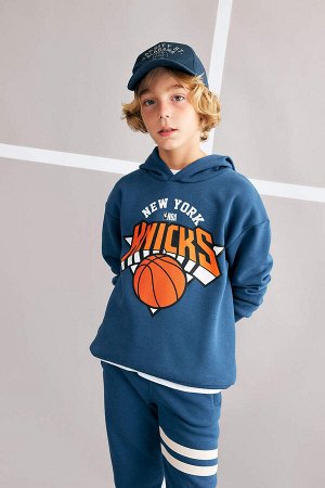Толстовка из плотной ткани с капюшоном для мальчиков НБА Нью-Йорк Никс оверсайз
