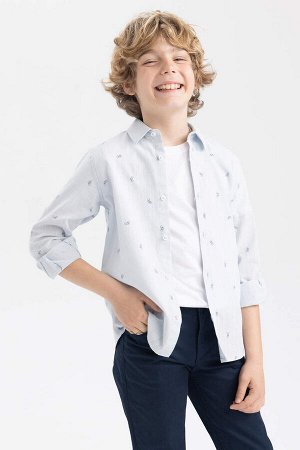 Льняная рубашка с длинным рукавом для мальчика