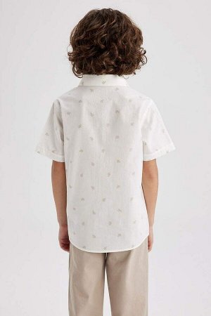 Рубашка из поплина с рисунком для мальчика с коротким рукавом