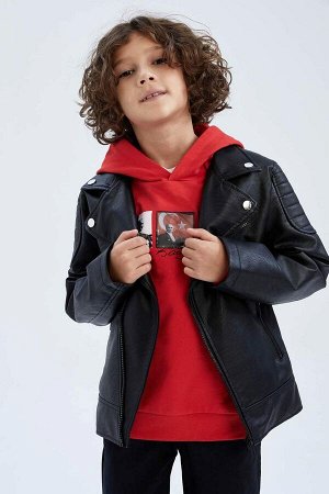Водоотталкивающая байкерская куртка из искусственной кожи для мальчика