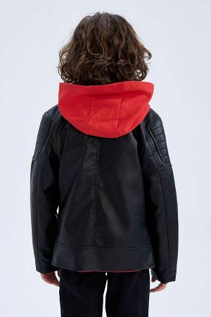 Водоотталкивающая байкерская куртка из искусственной кожи для мальчика