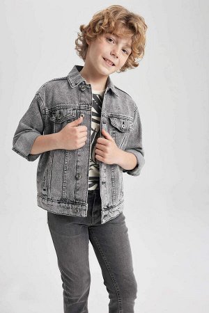 Джинсовая куртка с воротником-поло для мальчика