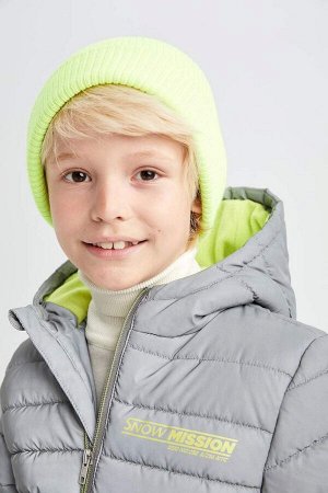 Светоотражающий пуховик с капюшоном на флисовой подкладке для мальчика