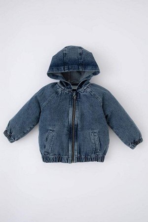 Джинсовое пальто с капюшоном для маленьких мальчиков