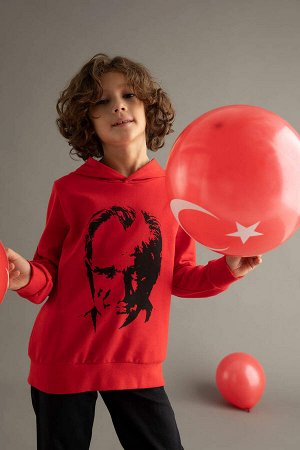 Красная толстовка с капюшоном и принтом Ататюрка для мальчиков на 29 октября, День Республики