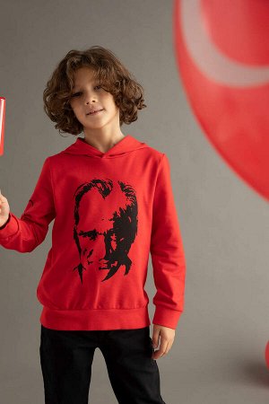 Красная толстовка с капюшоном и принтом Ататюрка для мальчиков на 29 октября, День Республики