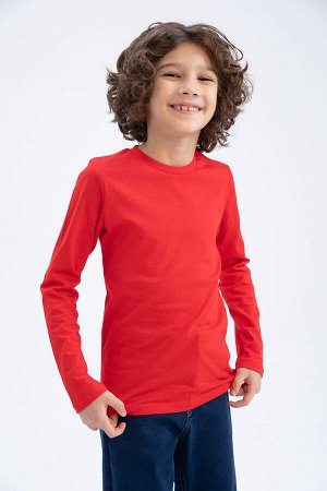 Двухсекционная футболка с длинными рукавами для мальчиков с круглым вырезом
