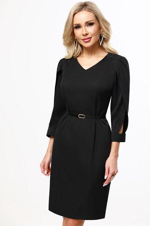 Платье черное с вырезом на рукавах