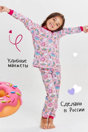 Пижама Варианты расцветки: розовый
Ткань:  кулирка, Состав: 100% хлопок
Детская пижама из 100% хлопка для юных принцесс. Нежные, пастельные, светло-розовые тона с забавным, оригинальным принтом.

Та