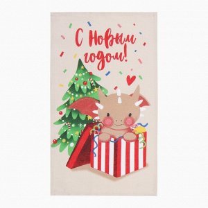 Набор новогодних полотенец «Доляна. Новогодние подарки», 28x46 см - 6 штуки, 100% хлопок, рогожка 164 г/м²