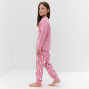 Пижама для девочки, цвет розовый, рост