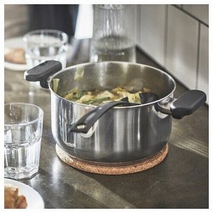 MIDDAGSMAT, кастрюля с крышкой, прозрачное стекло / нержавеющая сталь, 3 л,