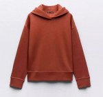 УКОРОЧЕННАЯ ТОЛСТОВКА С КАПЮШОНОМ арт. 3199629 913, терракотовый