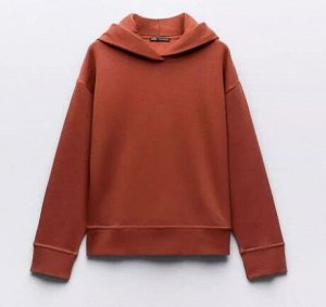 УКОРОЧЕННАЯ ТОЛСТОВКА С КАПЮШОНОМ арт. 3199629 913, терракотовый