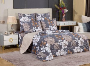 Постельное белье с одеялом (семейное) Мирабелла (графит латте) Cotton