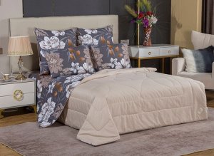 Постельное белье с одеялом (семейное) Мирабелла (графит латте) Cotton