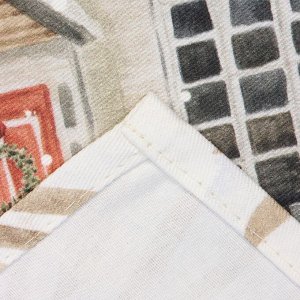 Полотенце новогоднее "Этель" "Звери в городе" 40х73 см, 100% хлопок, саржа 190 г/м2