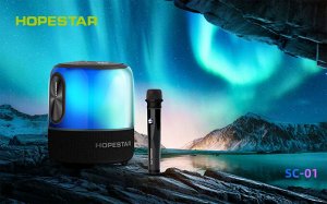 МОЩНАЯ ! Портативная беспроводная колонка Hopestar SC-01 60W с микрофоном, 3D подсветкой, 12000mAh