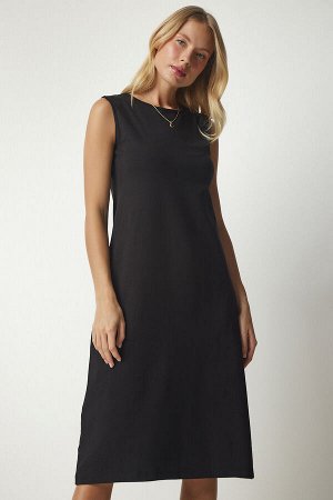 Женское черное трикотажное платье без рукавов TO00089