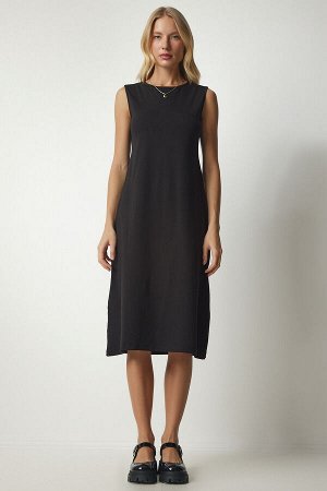 Женское черное трикотажное платье без рукавов TO00089