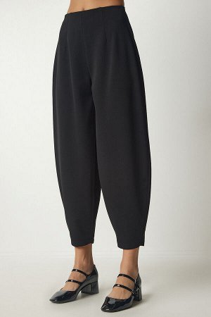 Женские черные тканые брюки-шалвар с вытачками TO00099