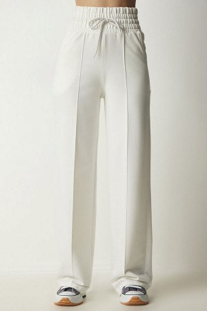 Женские белые базовые трикотажные спортивные штаны с карманами XR00018