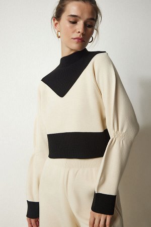 Женский свитер-свитер кремового цвета, брюки, стильный трикотажный костюм CI00089
