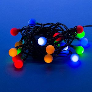 Гирлянда светодиодная с контроллером «Разноцветные шарики», 20 светодиодов, длина - 2,8 м, цвет свечения - разноцветный, IP20, провод зеленый, упаковка- картон., (ULD-S0280-020/DGA)